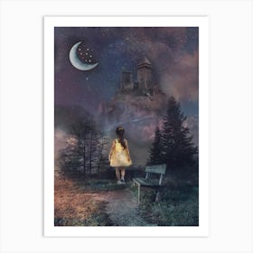 Girl And Castle Art Print