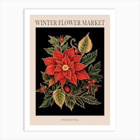 Poinsettia 3 Winter Flower Market Poster Art Print
