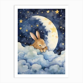 Baby Rabbit 2 Sleeping In The Clouds Art Print