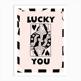 Lucky You Queen Of Hearts In Black Art Print