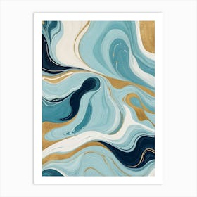 Blue Liquid Swirls Art Print