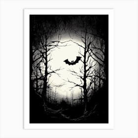 Silhouette Of Bats  Illustration 5 Art Print