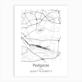 Podgorze,Poland Minimalist Map Art Print