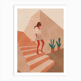 Woman On Stairs Art Print