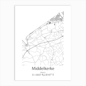 Middelkerke,Belgium Minimalist Map Art Print