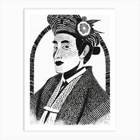 A Portrait Of A Kabuki Actor In Full Costume Ukiyo-E Style Art Print