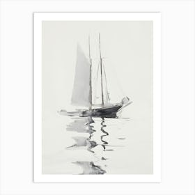 Vintage Painting Sailboat In Water Art Print