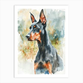 Doberman Pinscher Watercolor Painting 1 Art Print