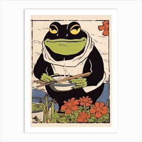 Frog Eating Ramen,  Matsumoto Hoji Inspired Japanese 2 Art Print