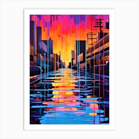 Urban Waterway - Abstract Cityscape Art Print