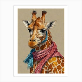 Giraffe With Scarf Art Print