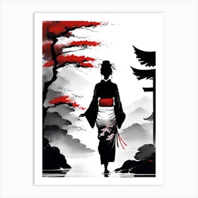 Traditional Japanese Art Style Geisha Girl 2 Art Print