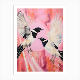 Pink Ethereal Bird Painting Magpie 4 Art Print