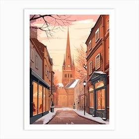 Vintage Winter Travel Illustration Bath United Kingdom 2 Art Print