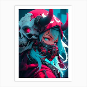 Anime Girl With Horns 2 Art Print