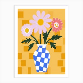 Wild Flowers Blue Tones In Vase 3 Art Print