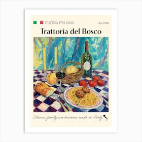Trattoria Del Bosco Trattoria Italian Poster Food Kitchen Art Print