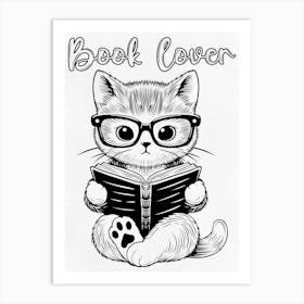 Book Lover Cat Art Print