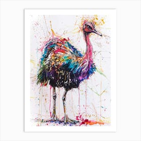 Ostrich Colourful Watercolour 1 Art Print