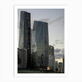 Gold Coast Skyline, Skyscrapers, Tall Buildings Alongside Beach On A Cloudy Day Art Print