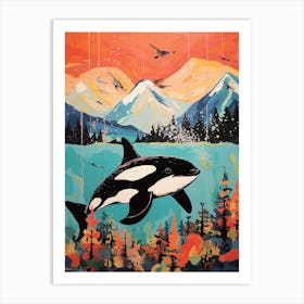 Paint Collage Orca Whale Art Print