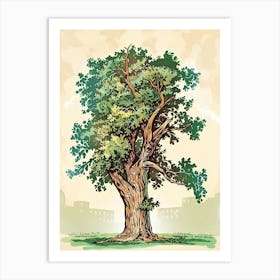 Linden Tree Storybook Illustration 3 Art Print