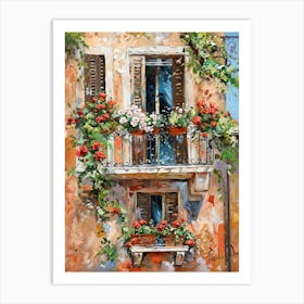 Balcony View Painting In Rome 4 Art Print