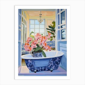 A Bathtube Full Of Orchid In A Bathroom 3 Art Print