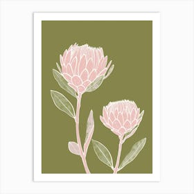 Pink & Green Protea 1 Art Print
