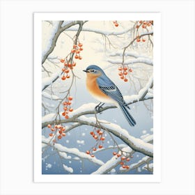 Winter Bird Painting Eastern Bluebird 4 Art Print