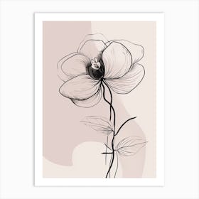 Line Art Orchids Flowers Illustration Neutral 16 Art Print