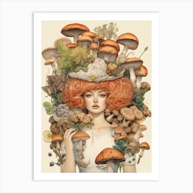 Mushroom Surreal Portrait 7 Art Print