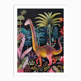 Colourful Dinosaur In The Wild Painting 2 Art Print