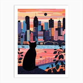 Philadelphia, United States Skyline With A Cat 0 Art Print
