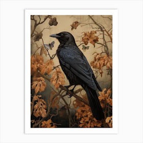 Dark And Moody Botanical Crow 3 Art Print