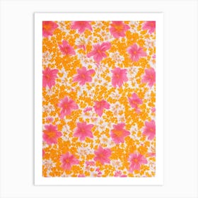 Mandevilla Floral Print Retro Pattern 2 Flower Art Print