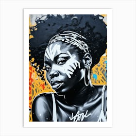 Graffiti Mural Of Beautiful Black Woman 143 Art Print