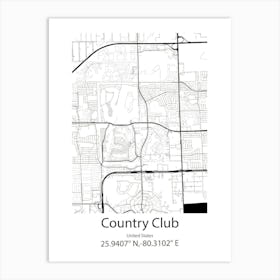 Country Club Hills,United States Minimalist Map Art Print