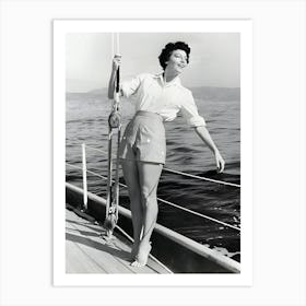 Ava Gardner Hanging On Sailboat Rigging Art Print