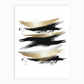 Gold And Black Brush Strokes 43 Art Print