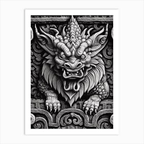 Gothic Gargoyle B&W 2 Art Print