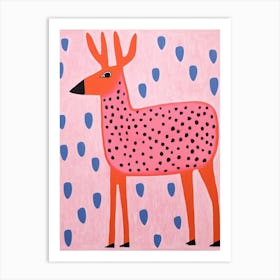 Pink Polka Dot Elk 2 Art Print