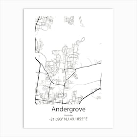 Andergrove,Australia Minimalist Map Art Print