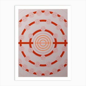 Geometric Abstract Glyph Circle Array in Tomato Red n.0211 Art Print