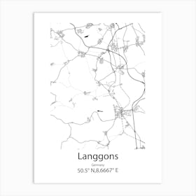 Langgons,Germany Minimalist Map Art Print