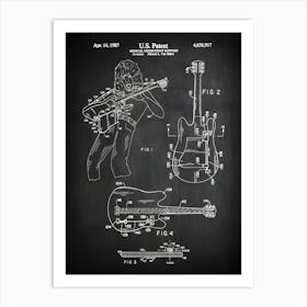 Van Halen Guitar Support Patent Print, Guitar Print, Guitar Art, Guitar Blueprint, Van Halen, Patent, Historical Print, Patent Print Mg9171 Art Print