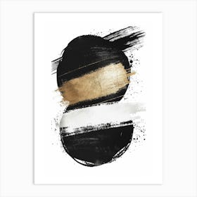 Black And Gold Brushstrokes 7 Art Print