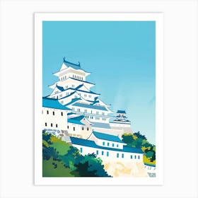 Himeji Castle Japan 5 Colourful Illustration Art Print