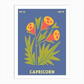 Capricorn Print Zodiac Poster Astrology Wall Decor Flower Market Botanical Art Print