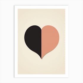 Blush Pink & Black Heart 2 Art Print